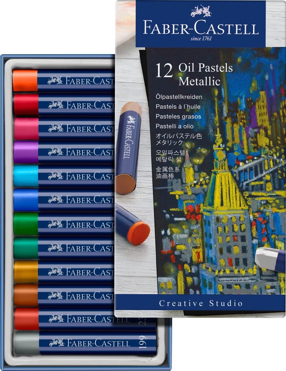 Metallic Oil Pastels Set: 12 Colors, Oil Pastels Art Supplies for Artists, Teens and Adults, Art Crayon Drawing Supplies